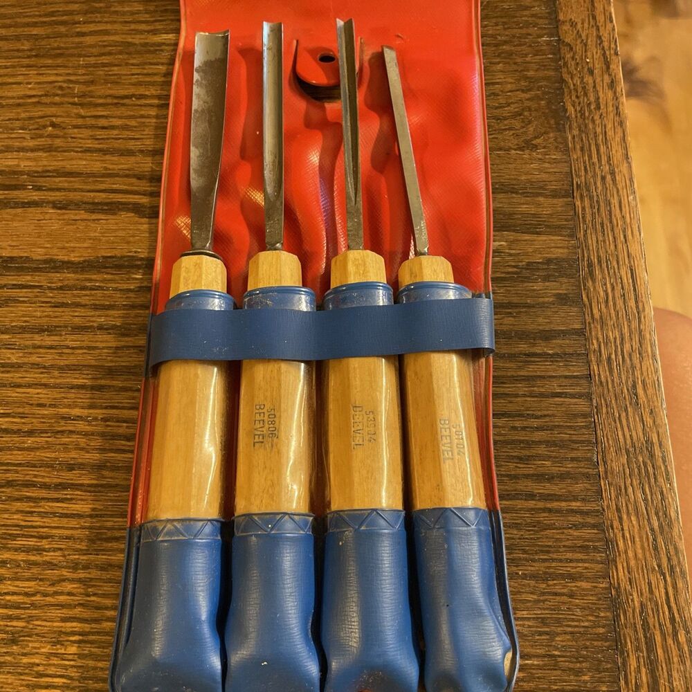 Vintage German  Wood Carving Tool Lot Of 4 Dastra Beevel BVE Ewiso Chisel Gouges